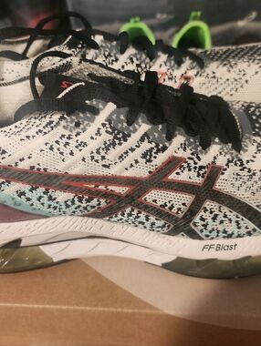 Asics White Black Mint Green Running Sneakers